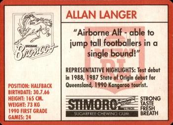 1991 Stimorol NRL #17 Allan Langer Back
